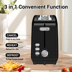 Stainless steel long-slot 2-slice toaster featuring 6 browning levels,10-inch extra-long slots and a removable crumb tray(Black).