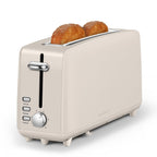 Stainless steel long-slot 2-slice toaster featuring 6 browning levels,10-inch extra-long slots and a removable crumb tray(Oatmeal).