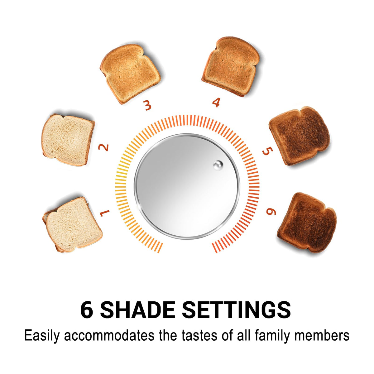Stainless steel long-slot 2-slice toaster featuring 6 browning levels,10-inch extra-long slots and a removable crumb tray(Oatmeal).
