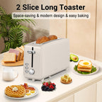 Stainless steel long-slot 2-slice toaster featuring 6 browning levels,10-inch extra-long slots and a removable crumb tray(Oatmeal).