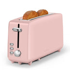 Stainless steel long-slot 2-slice toaster featuring 6 browning levels,10-inch extra-long slots and a removable crumb tray(Pink).