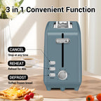 Stainless steel long-slot 2-slice toaster featuring 6 browning levels,10-inch extra-long slots and a removable crumb tray(Blue).