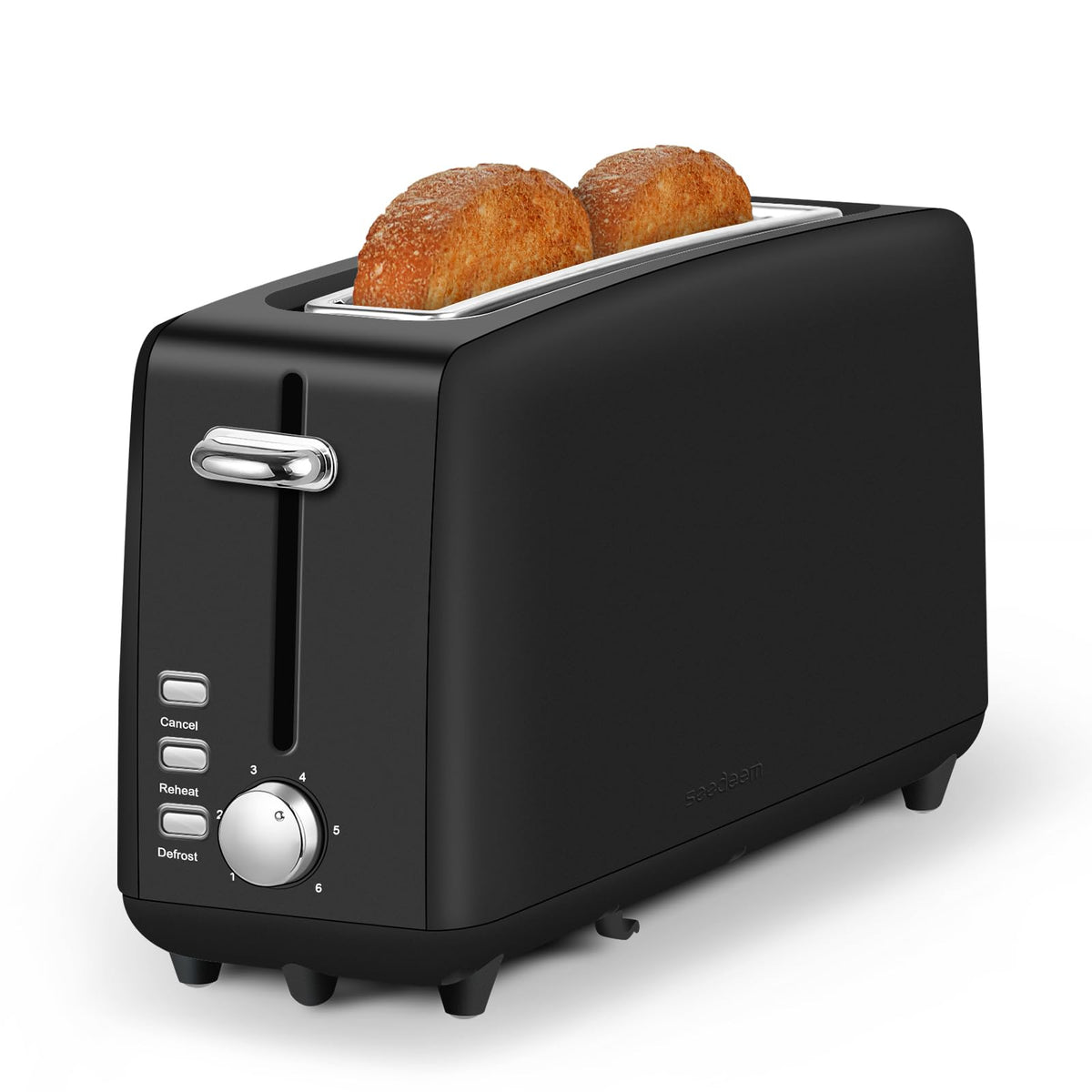 Stainless steel long-slot 2-slice toaster featuring 6 browning levels,10-inch extra-long slots and a removable crumb tray(White).