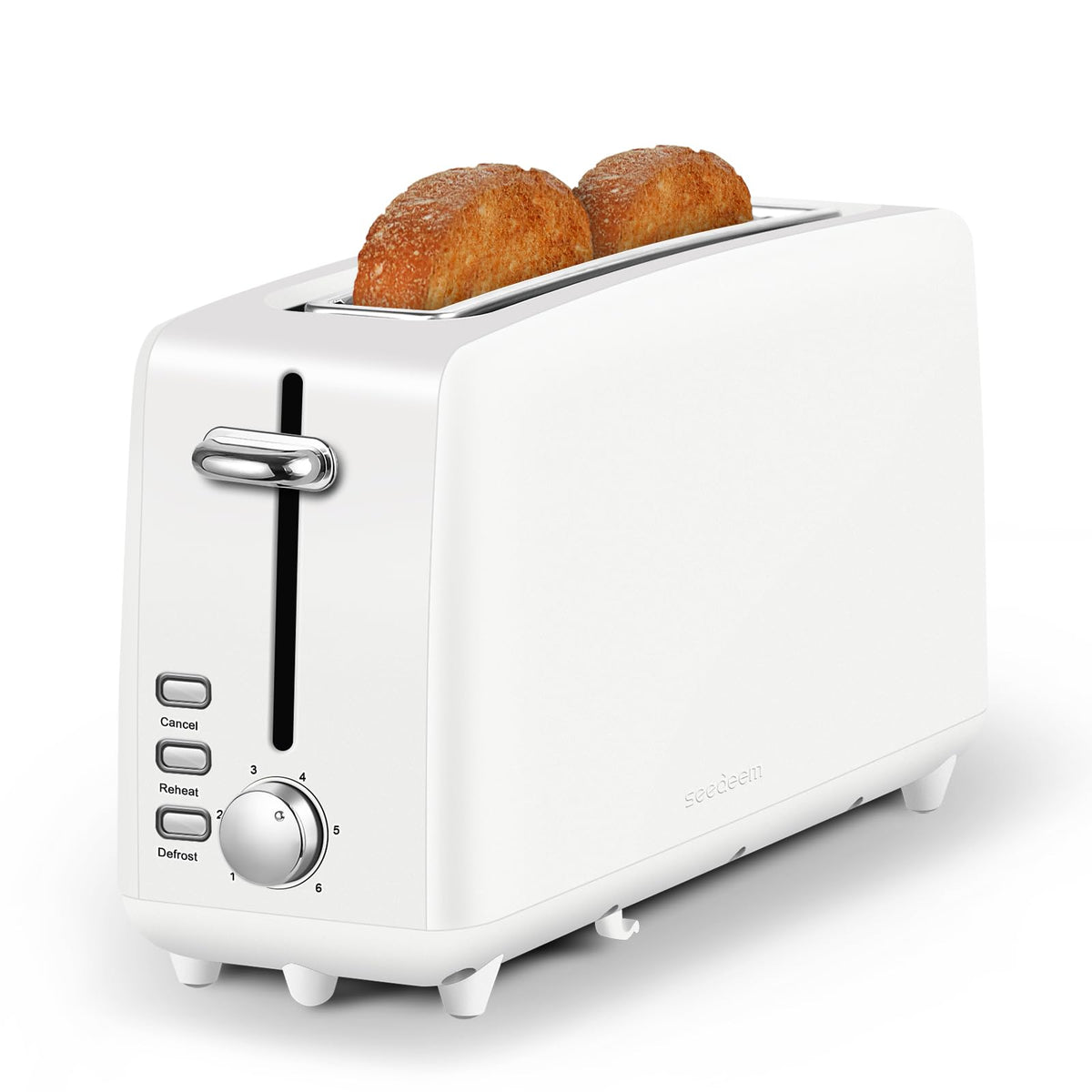 Stainless steel long-slot 2-slice toaster featuring 6 browning levels,10-inch extra-long slots and a removable crumb tray(Pink).