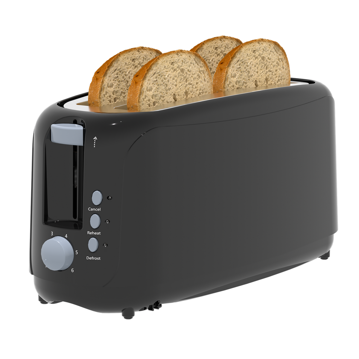 4 Slice Extra Long Slot Toaster with 6 Browning Levels&Defrost/Reheat Functions,White
