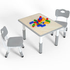 Height Adjustable Kids Table with 2 Chairs, Durable HDPE Play Set for Children Ages 2–12, Brown