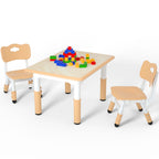 Height Adjustable Kids Table with 2 Chairs, Durable HDPE Play Set for Children Ages 2–12, Brown