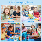 Height Adjustable Kids Table with 6 Chairs, Durable HDPE Play Set for Children Ages 2–12, Blue