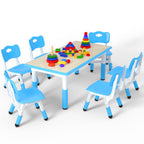 Height Adjustable Kids Table with 2 Chairs, Durable HDPE Play Set for Children Ages 2–12, Brown