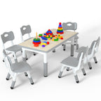 Height Adjustable Kids Table with 2 Chairs, Durable HDPE Play Set for Children Ages 2–12, Brown
