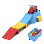 Kids Up and Down Roller Coaster Ride On Toy, Toddler Push Car with Assembly Race Track & Storage Base, Indoor Outdoor Play Equipment,Red
