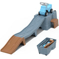 Kids Up and Down Roller Coaster Ride On Toy, Toddler Push Car with Assembly Race Track & Storage Base, Indoor Outdoor Play Equipment,Blue