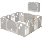 14-Panel Portable Plastic Playpen,Safe Activity Fence,Blue