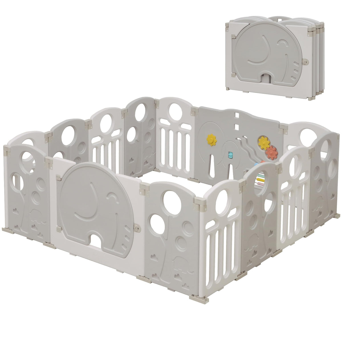 14-Panel Portable Plastic Playpen,Safe Activity Fence,Blue