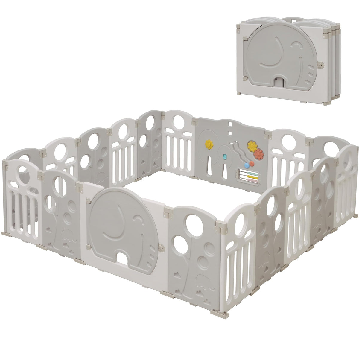 18-Panel Portable Plastic Playpen,Multi-scene Safety Fence for Kids,Blue