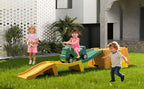 Kids Up and Down Roller Coaster Ride On Toy, Toddler Push Car with Assembly Race Track & Storage Base, Indoor Outdoor Play Equipment,Green