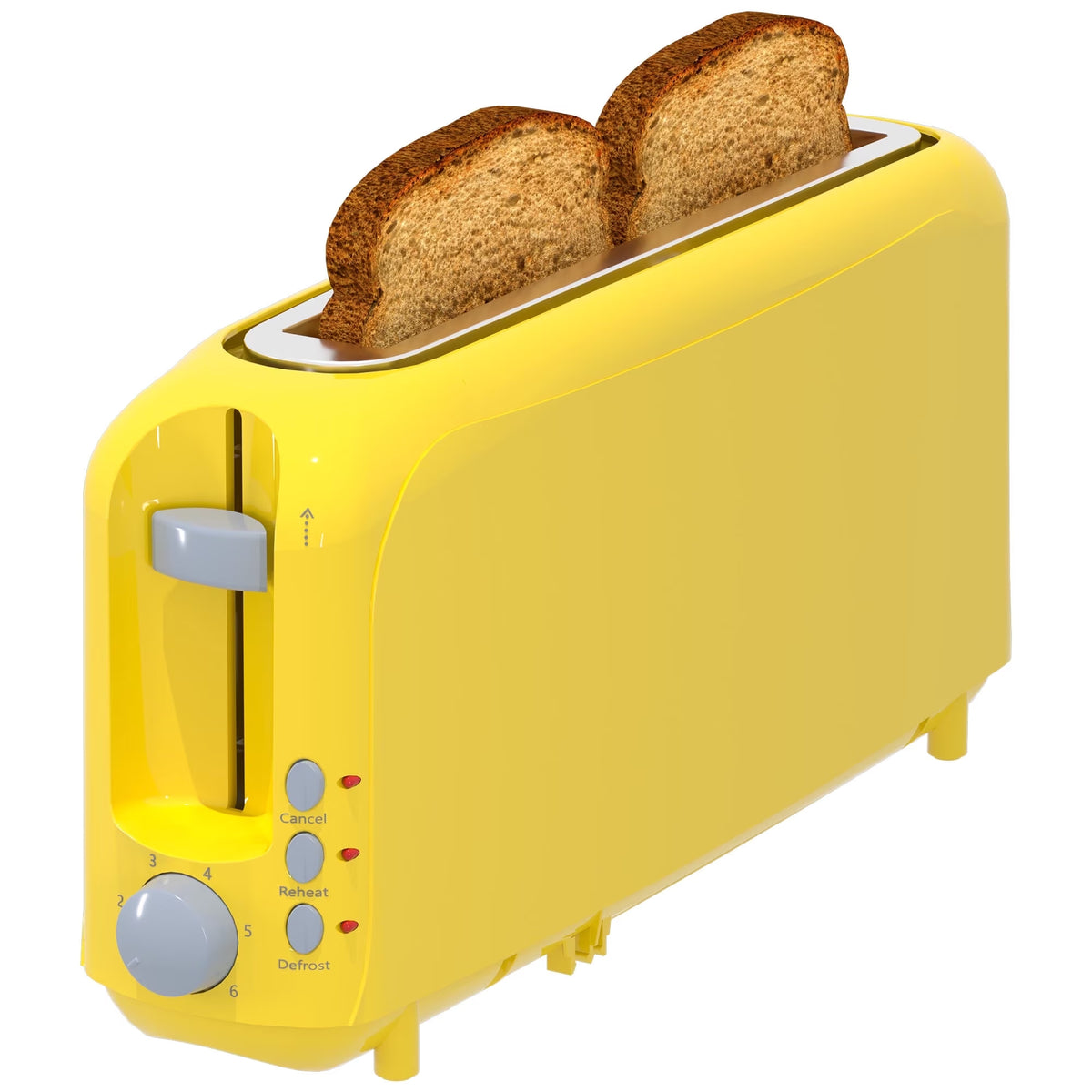 2-Slice Toaster with 10" Extra Long Slot,6 Browning Levels,Removable Crumb Tray,Defrost,Reheat&Cancel Functions,Auto Shut-Off Safety,Yellow
