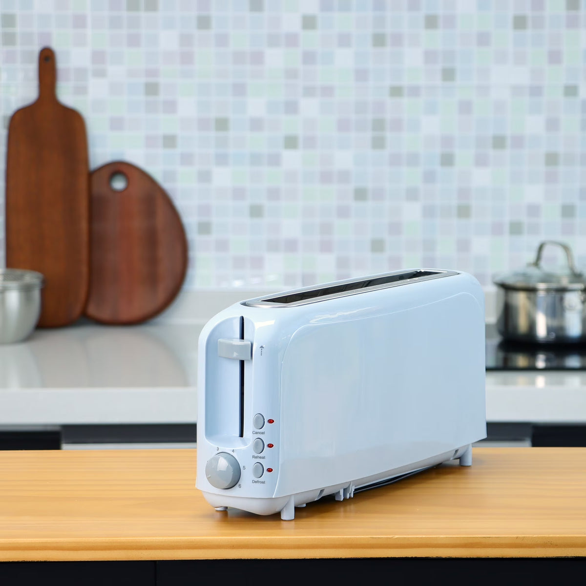 2-Slice Toaster with 10" Extra Long Slot,6 Browning Levels,Removable Crumb Tray,Defrost,Reheat&Cancel Functions,Auto Shut-Off Safety,Blue