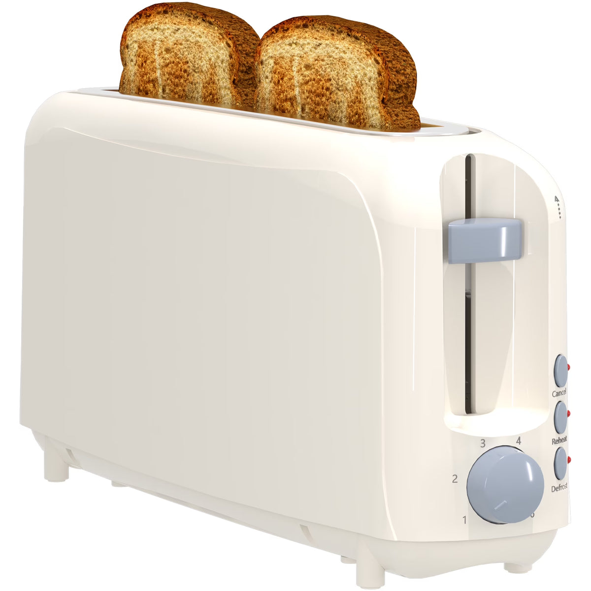 2-Slice Toaster with 10" Extra Long Slot,6 Browning Levels,Removable Crumb Tray,Defrost,Reheat&Cancel Functions,Auto Shut-Off Safety,White