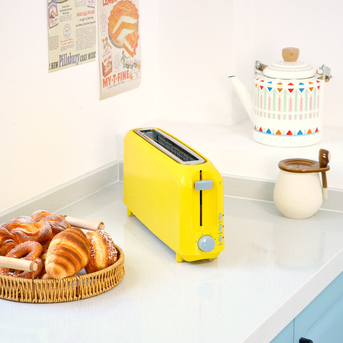 2-Slice Toaster with 10" Extra Long Slot,6 Browning Levels,Removable Crumb Tray,Defrost,Reheat&Cancel Functions,Auto Shut-Off Safety,Yellow