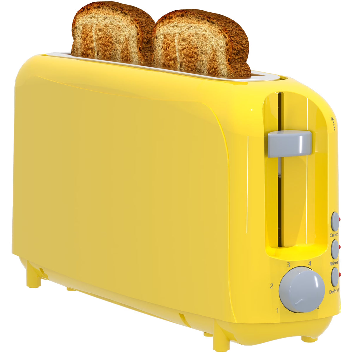 2-Slice Toaster with 10" Extra Long Slot,6 Browning Levels,Removable Crumb Tray,Defrost,Reheat&Cancel Functions,Auto Shut-Off Safety,Yellow