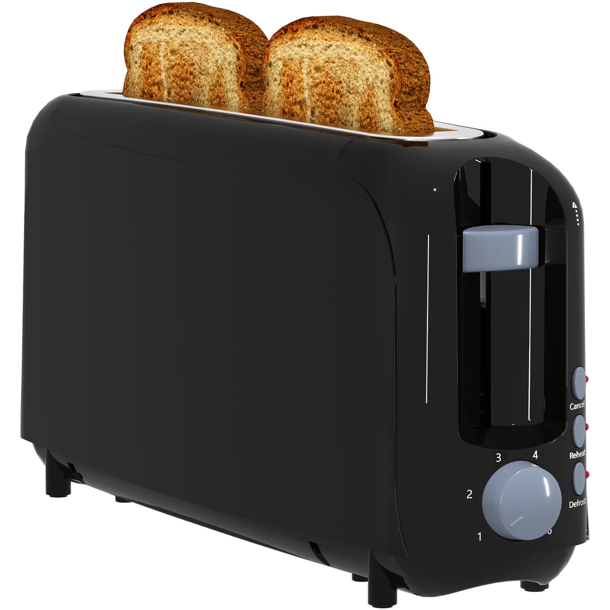 2-Slice Toaster with 10" Extra Long Slot,6 Browning Levels,Removable Crumb Tray,Defrost,Reheat&Cancel Functions,Auto Shut-Off Safety,Black