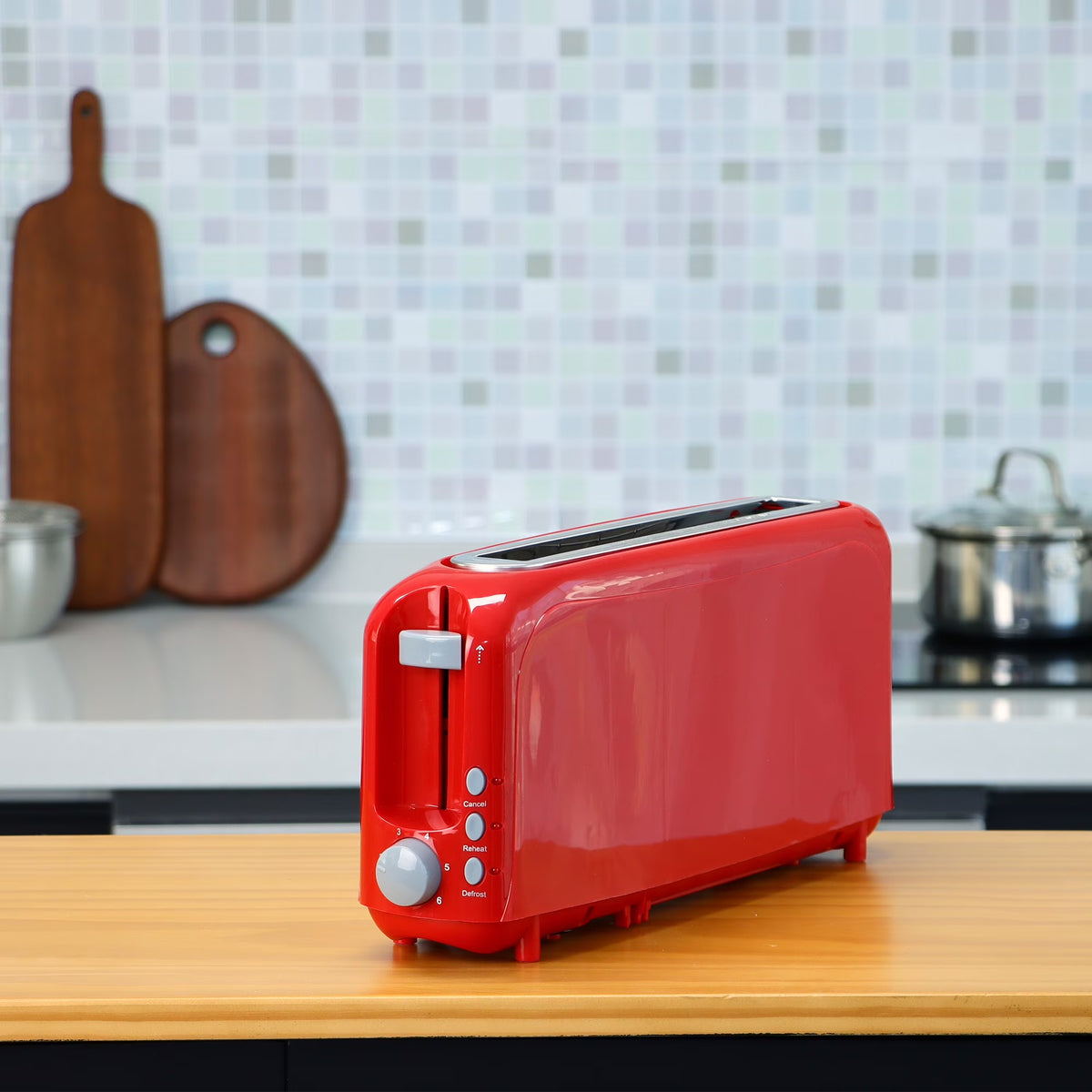 2-Slice Toaster with 10" Extra Long Slot,6 Browning Levels,Removable Crumb Tray,Defrost,Reheat&Cancel Functions,Auto Shut-Off Safety,Red