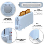 2-Slice Toaster with 10" Extra Long Slot,6 Browning Levels,Removable Crumb Tray,Defrost,Reheat&Cancel Functions,Auto Shut-Off Safety,Blue