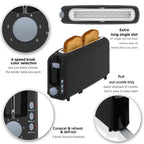 2-Slice Toaster with 10" Extra Long Slot,6 Browning Levels,Removable Crumb Tray,Defrost,Reheat&Cancel Functions,Auto Shut-Off Safety,Black