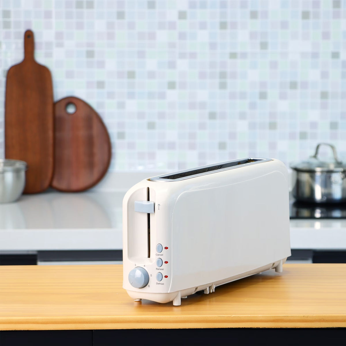 2-Slice Toaster with 10" Extra Long Slot,6 Browning Levels,Removable Crumb Tray,Defrost,Reheat&Cancel Functions,Auto Shut-Off Safety,White