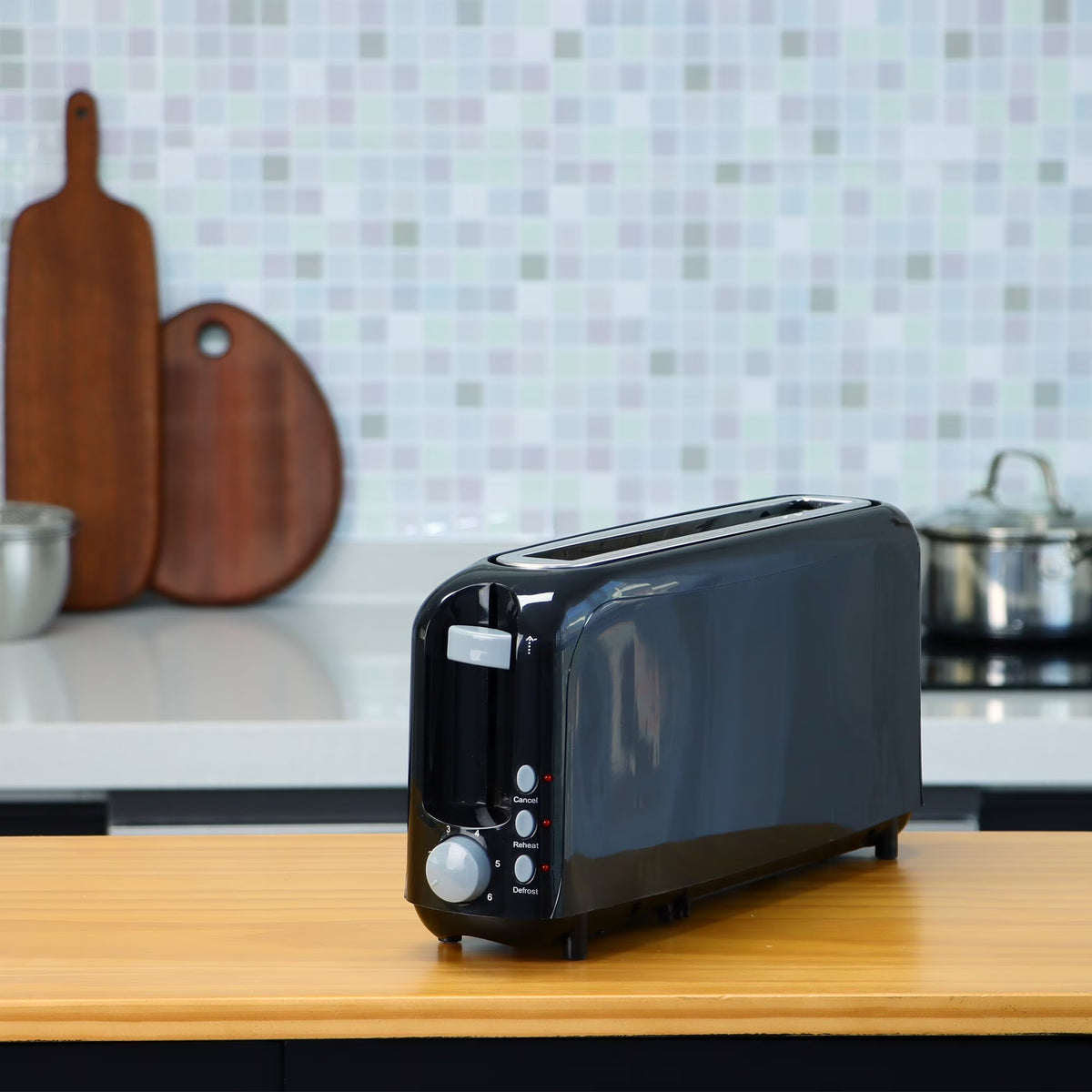 2-Slice Toaster with 10" Extra Long Slot,6 Browning Levels,Removable Crumb Tray,Defrost,Reheat&Cancel Functions,Auto Shut-Off Safety,Black