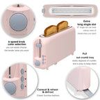 2-Slice Toaster with 10" Extra Long Slot,6 Browning Levels,Removable Crumb Tray,Defrost,Reheat&Cancel Functions,Auto Shut-Off Safety,Pink