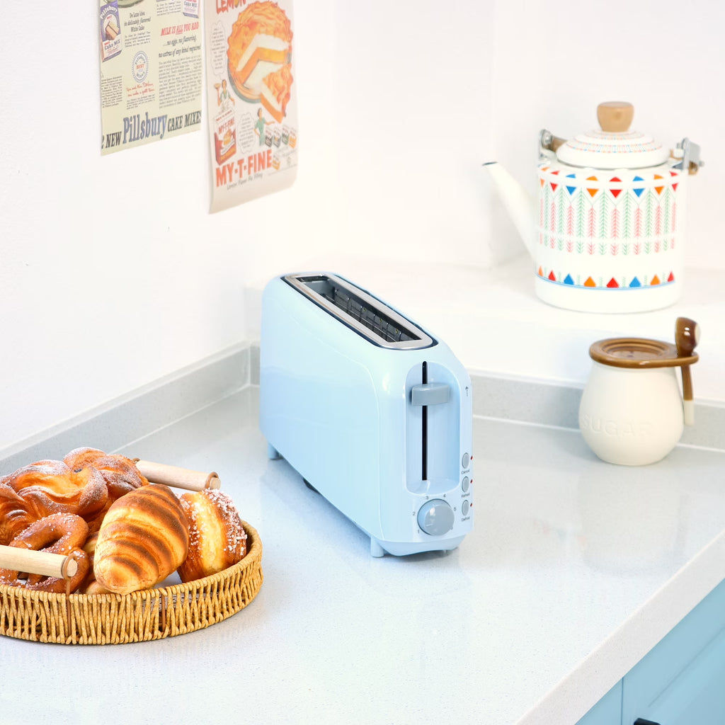 2-Slice Toaster with 10" Extra Long Slot,6 Browning Levels,Removable Crumb Tray,Defrost,Reheat&Cancel Functions,Auto Shut-Off Safety,Blue