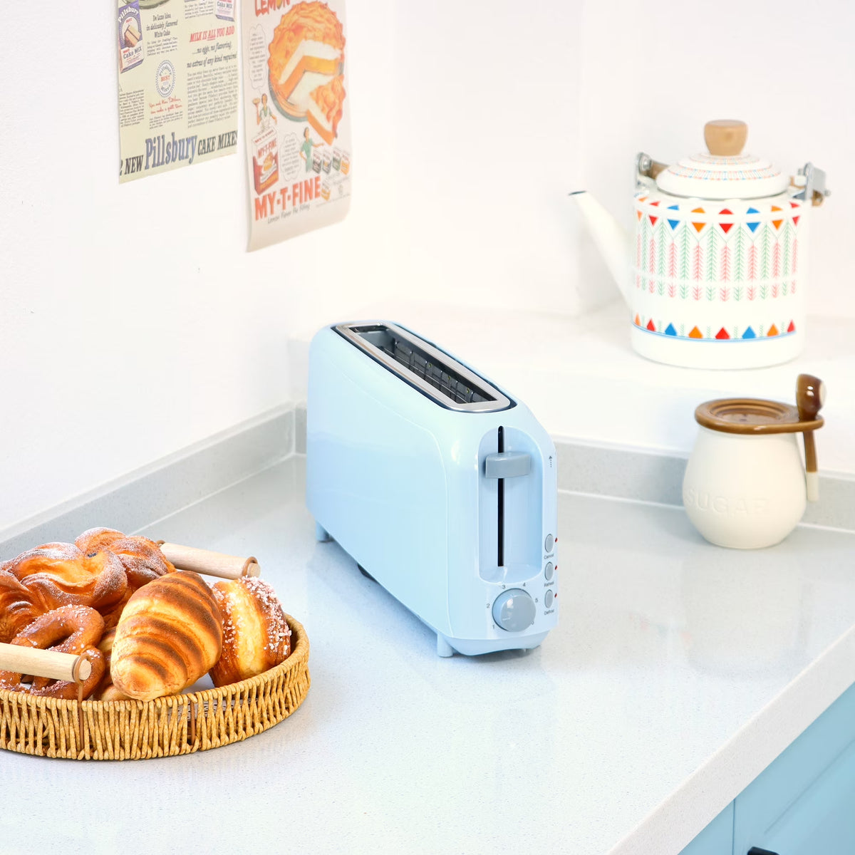 2-Slice Toaster with 10" Extra Long Slot,6 Browning Levels,Removable Crumb Tray,Defrost,Reheat&Cancel Functions,Auto Shut-Off Safety,Blue