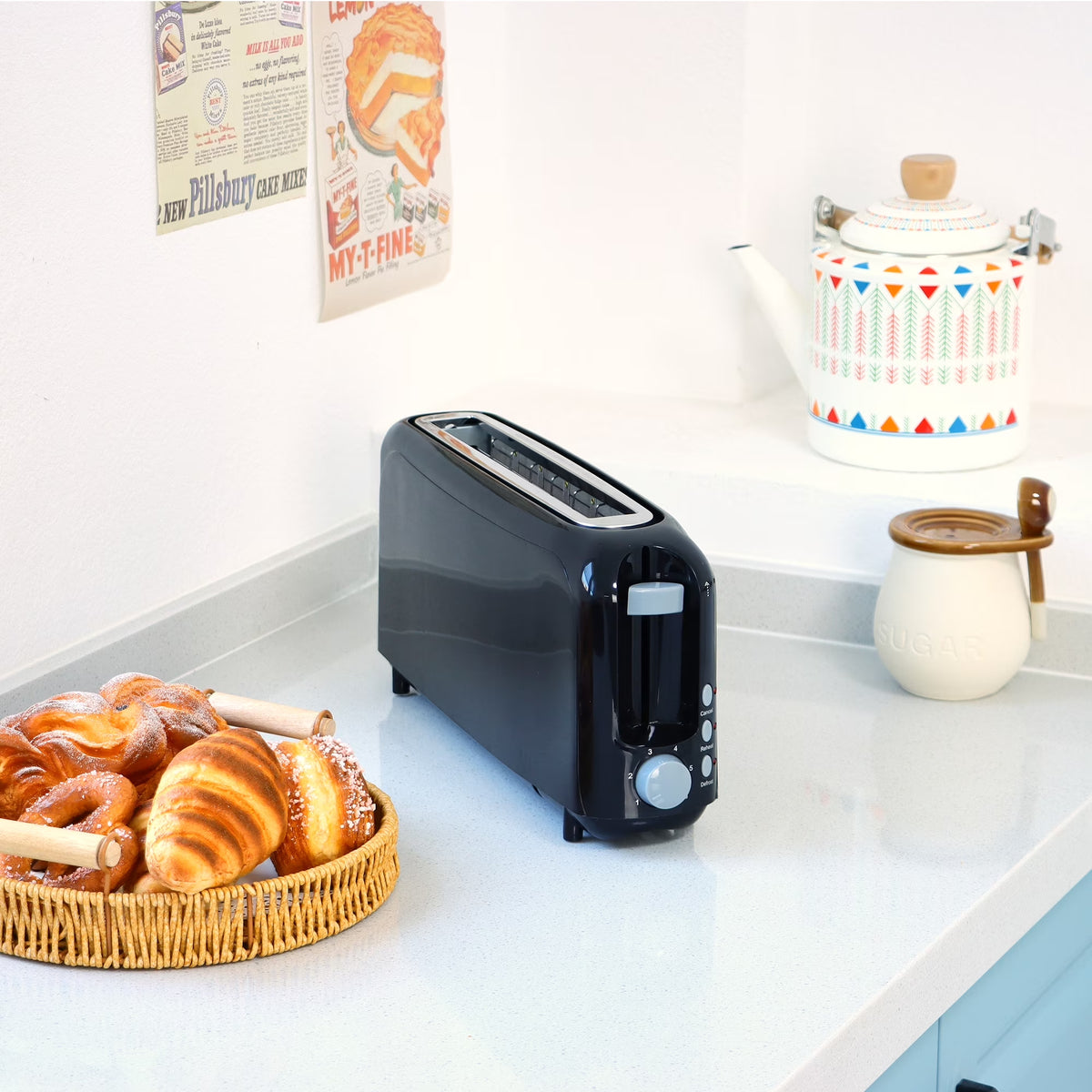 2-Slice Toaster with 10" Extra Long Slot,6 Browning Levels,Removable Crumb Tray,Defrost,Reheat&Cancel Functions,Auto Shut-Off Safety,Black