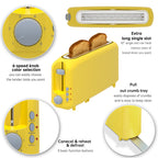 2-Slice Toaster with 10" Extra Long Slot,6 Browning Levels,Removable Crumb Tray,Defrost,Reheat&Cancel Functions,Auto Shut-Off Safety,Yellow