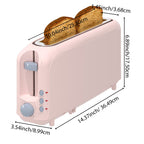 2-Slice Toaster with 10" Extra Long Slot,6 Browning Levels,Removable Crumb Tray,Defrost,Reheat&Cancel Functions,Auto Shut-Off Safety,Pink