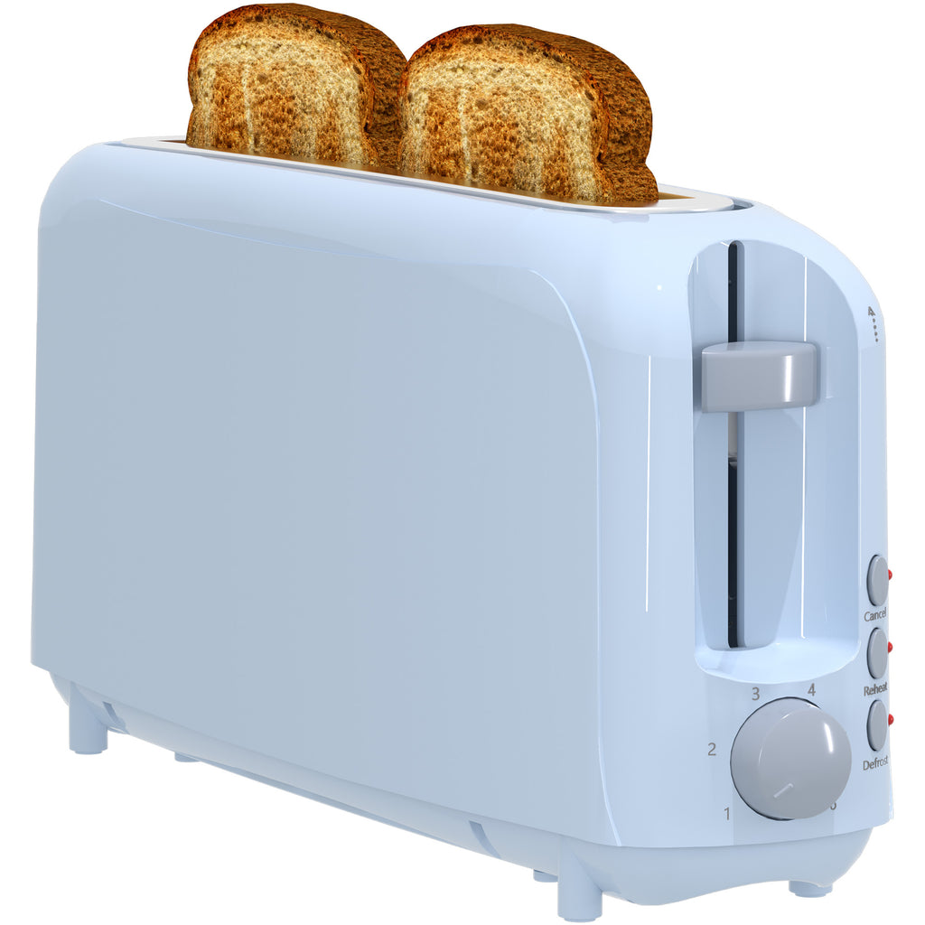 2-Slice Toaster with 10" Extra Long Slot,6 Browning Levels,Removable Crumb Tray,Defrost,Reheat&Cancel Functions,Auto Shut-Off Safety,Blue