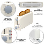 2-Slice Toaster with 10" Extra Long Slot,6 Browning Levels,Removable Crumb Tray,Defrost,Reheat&Cancel Functions,Auto Shut-Off Safety,White