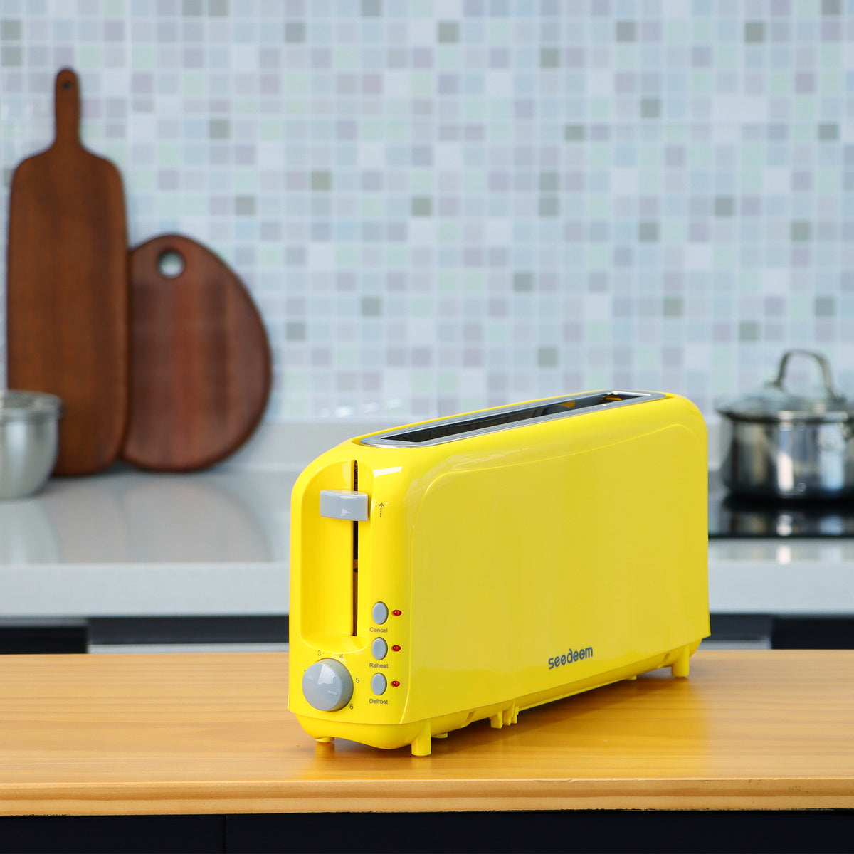 2-Slice Toaster with 10" Extra Long Slot,6 Browning Levels,Removable Crumb Tray,Defrost,Reheat&Cancel Functions,Auto Shut-Off Safety,Yellow
