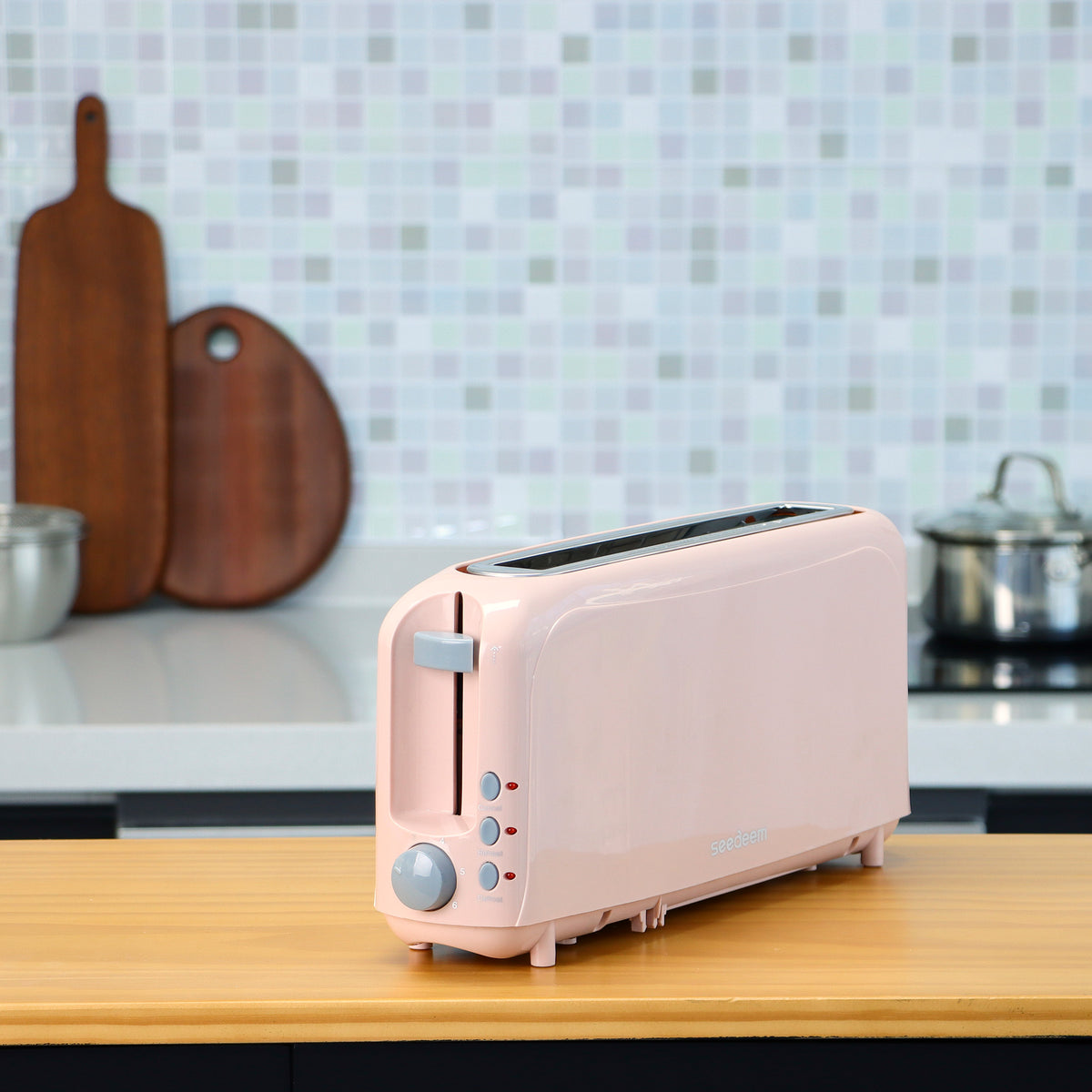 2-Slice Toaster with 10" Extra Long Slot,6 Browning Levels,Removable Crumb Tray,Defrost,Reheat&Cancel Functions,Auto Shut-Off Safety,Pink