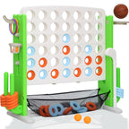Jumbo 4-to-Score Connect Game with Height Adjustment, Multi-Game Set Including Golf, Basketball Hoop, Ring Toss & Mesh Bag,Blue