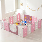 14-Panel Portable Plastic Playpen,Safe Activity Fence for Toddlers,Green