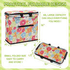 40L Insulated Picnic Basket, Flower Insulated Collapsible Picnic Cooler Basket with Lid & 2 Handles, for Camping, Travel, Grocery & Food Delivery