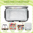40L Insulated Picnic Basket, Flower Insulated Collapsible Picnic Cooler Basket with Lid & 2 Handles, for Camping, Travel, Grocery & Food Delivery